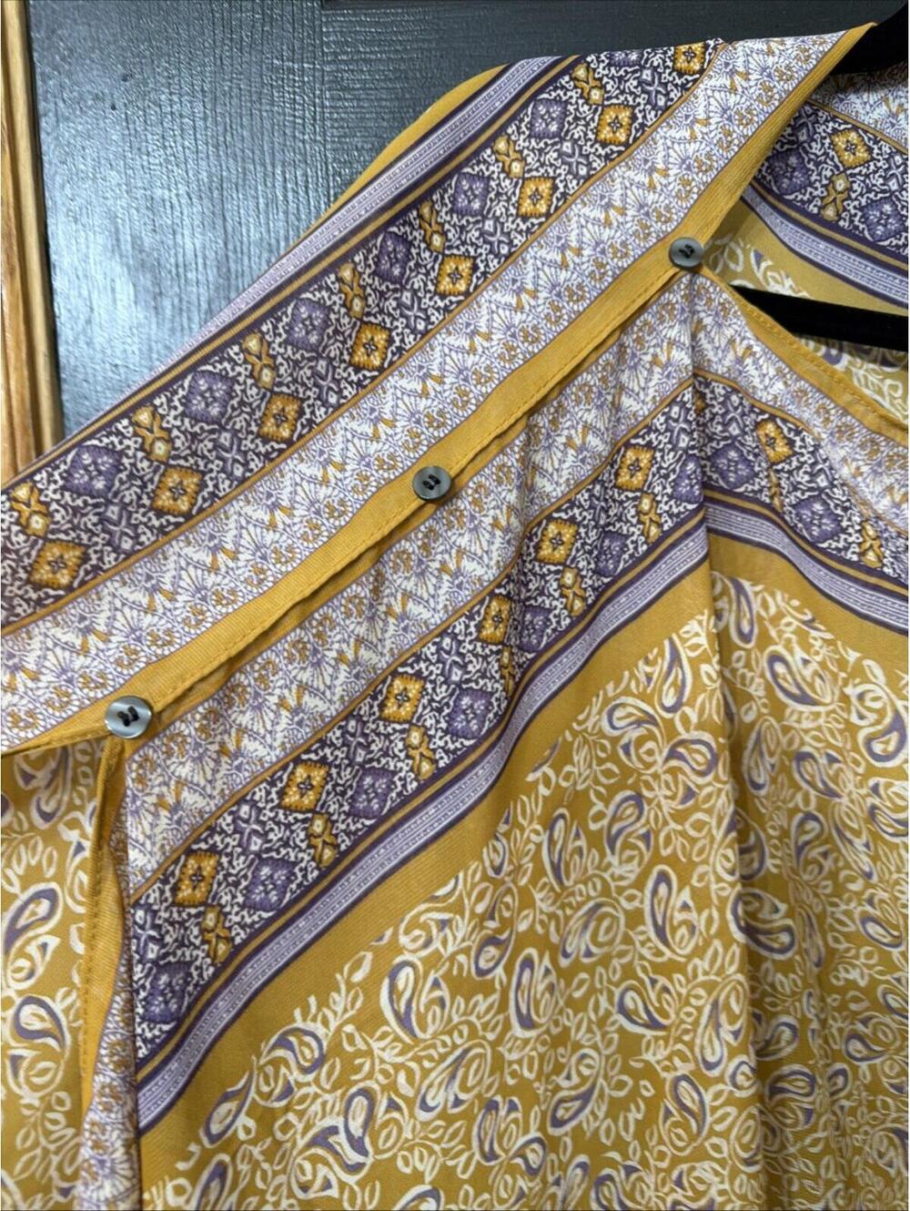 J.Jill Paisley Floral Poncho Cover Up Chiffon Golden Yellow & Purple One Size - Picture 3 of 8